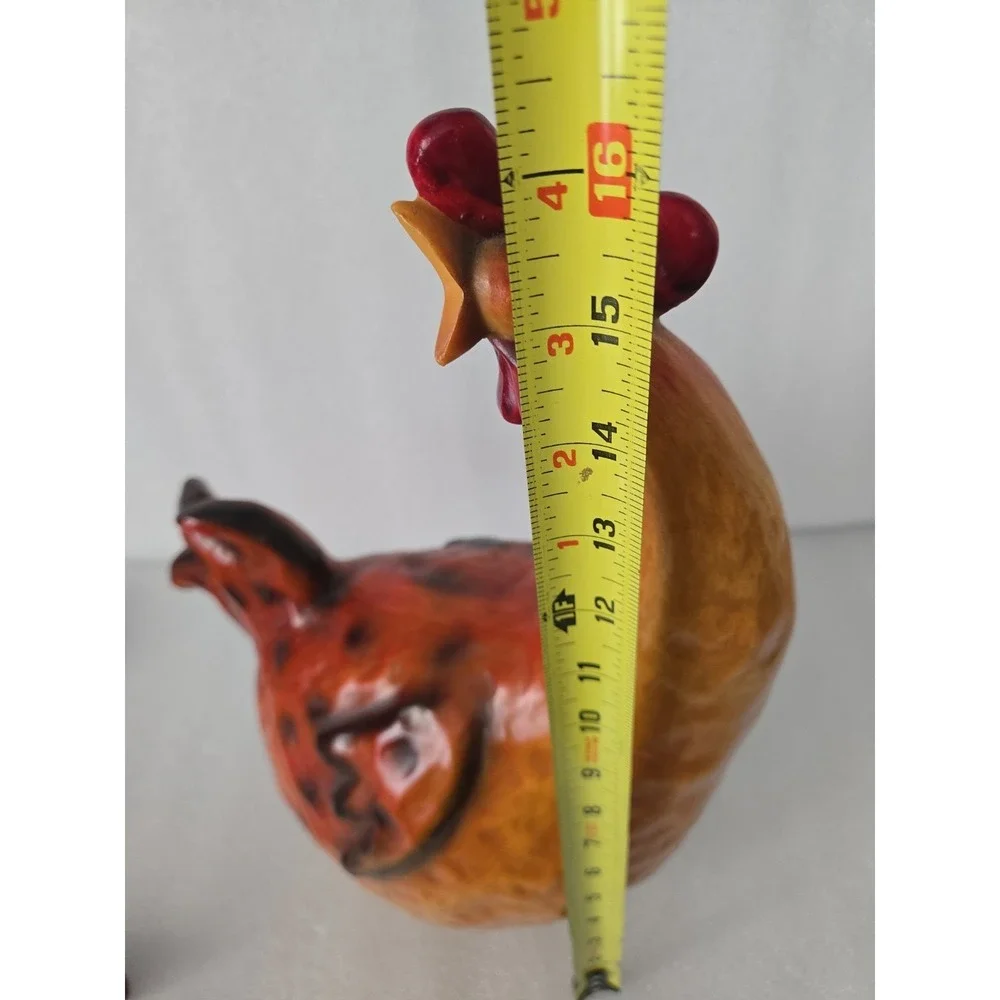 VTG EXQUISITE FUNNY ITALIAN CHICKEN HEN ROOSTER RESIN FIGURE LARGE 16.5